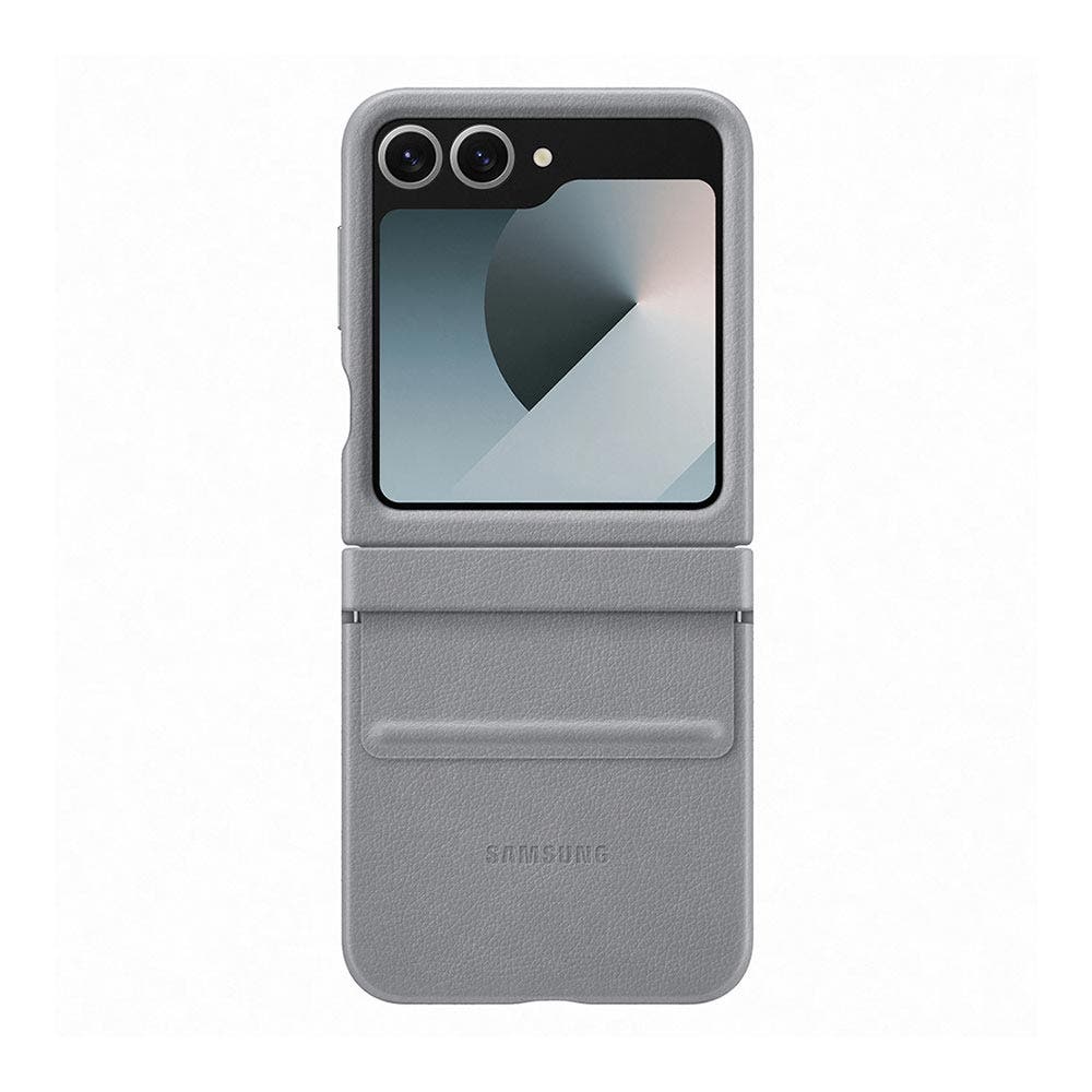  Samsung Flip6 Flap Vegan Leather Case Gray